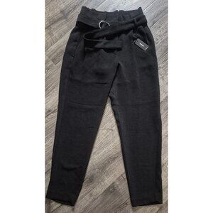 New EXPRESS Stylist Super High Waist Belted Paperbag  Leg Pant Women Size 4 Long